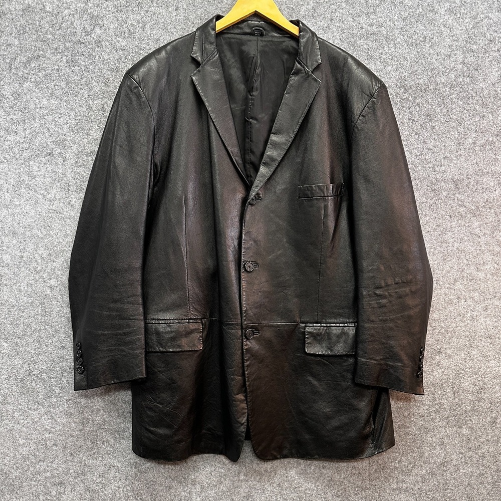 Alfani Leather Jacket Mens Size 48 L‎ Positano Black Sport Coat Blazer Soft